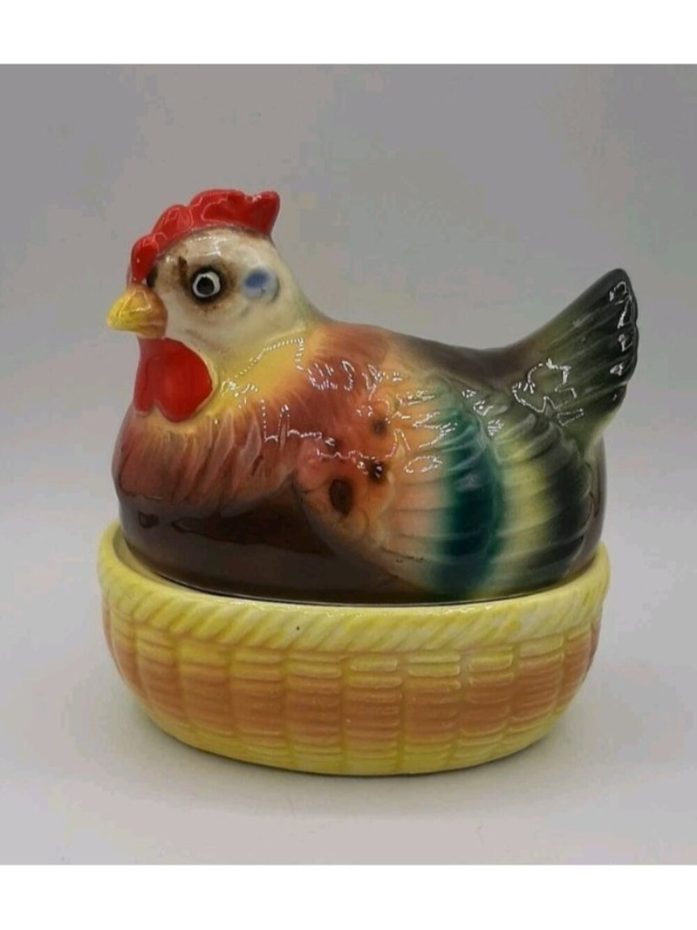 Vintage Norcrest Ceramic Nesting Hen With Eggs Salt & Pepper Shakers Japan
